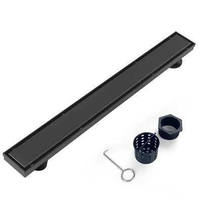 Offset Linear Shower Drain, Black Shower Drain 36 inch with 2-in-1 Tile Inser...