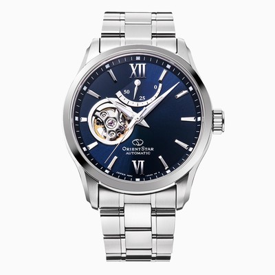 Unused ORIENT STAR SEMI SKELETON RK-AT0002L Blue Automatic Stainless Men Box