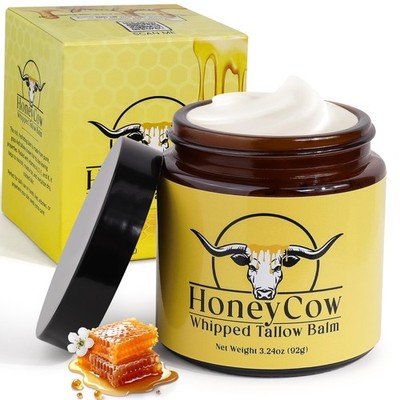 Honey Cow 100% Grass-Fed Grass Finished Beef Tallow Balm Tallow for Skin natu...