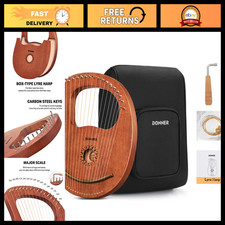16-String Mahogany Lyre Harp Beginner's Kit, Classic Greek Design, Music Instrum