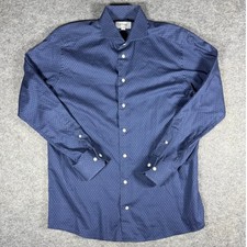 ETON Slim Fit Signature Twill Dress Shirt Blue Microdot Cotton Size 41 16 Office