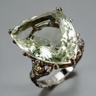 Jewellery 24 ct+ Natural Green Amethyst Ring 925 Sterling Silver Size 8 /R436080