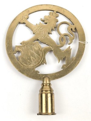 Bayern, Fahnenspitze eines Kriegerverein. Messing mit 17cm Durchmesser