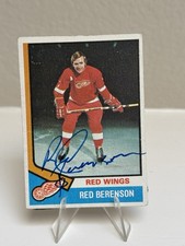 RED BERENSON SIGNED 1974 Topps #19 RED WINGS AUTO, Autographed
