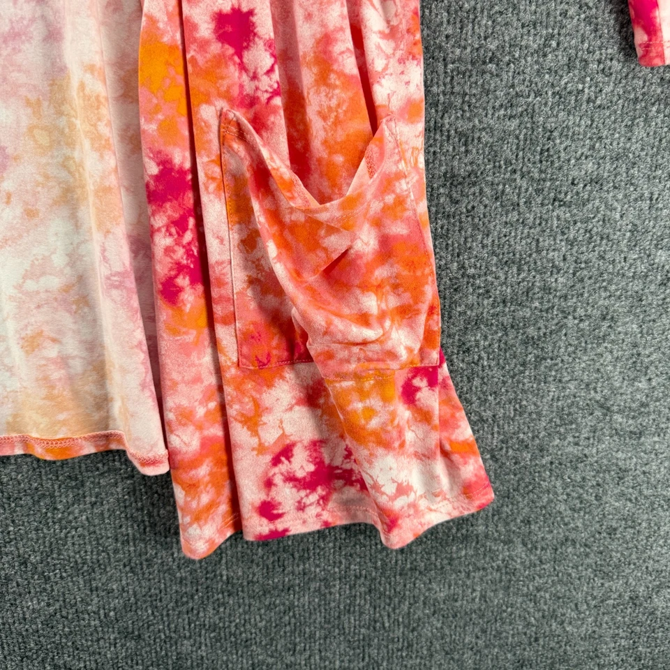 Cárdigan Cuddl Duds para mujer L coral tie dye bolsillo frontal abierto salón cómodo informal Foto 3 de 4