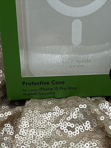 NEW Kate Spade NY Clear Iridescent Glitter MagSafe iPhone 15 Pro Max Case - Picture 2 of 5