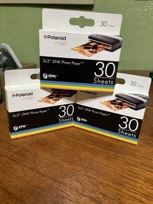 3 lot x Polaroid PoGo 2x3'' ZINK Photo Paper 30 Sheets Each - New