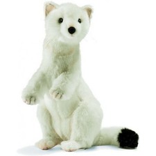Peluche hermine blanche dressée - 23 cm