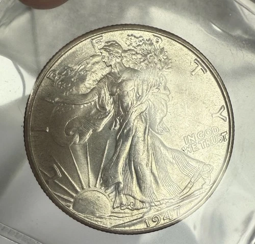 1947D-WALKING LIBERTY HALF -Brillaint UNC ORIGINAL