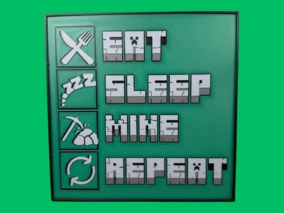 Eat. Sleep. Mine. Repeat. - Board Gaming Wall Art - 3D Printed