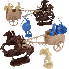 Trojan War Greek Vs Trojan Chariot Playset: 12 BLUE TAN 1:30 Plastic Figures