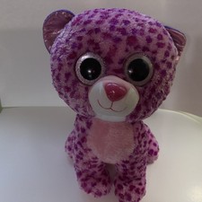Ty Beanie Boo 2014 Glamour 16" Pink Purple Cheetah Leopard With Glitter Eyes