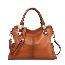 Soft Women Genuine Leather Purses and Handbags Satchel Tote Large Orange-brown
