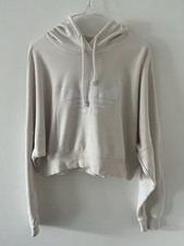 Adidas Women  s Cream Cropped Logo Hoodie Size 10