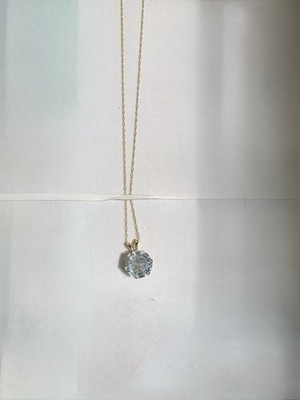 2+ Kt Blautopas in 14 Karat Gold gefasst. Halskette 18 Zoll 14 K Gold
