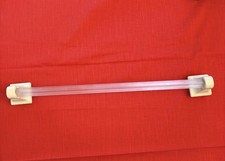 Vtg Gloss Beige Ceramic Towel Bar Brackets-Post Holder with 24" acrylic Pole/Rod