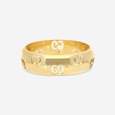 Gucci Icon 18K Yellow Gold Band Ring YBC8043350010 MSRP 1,850