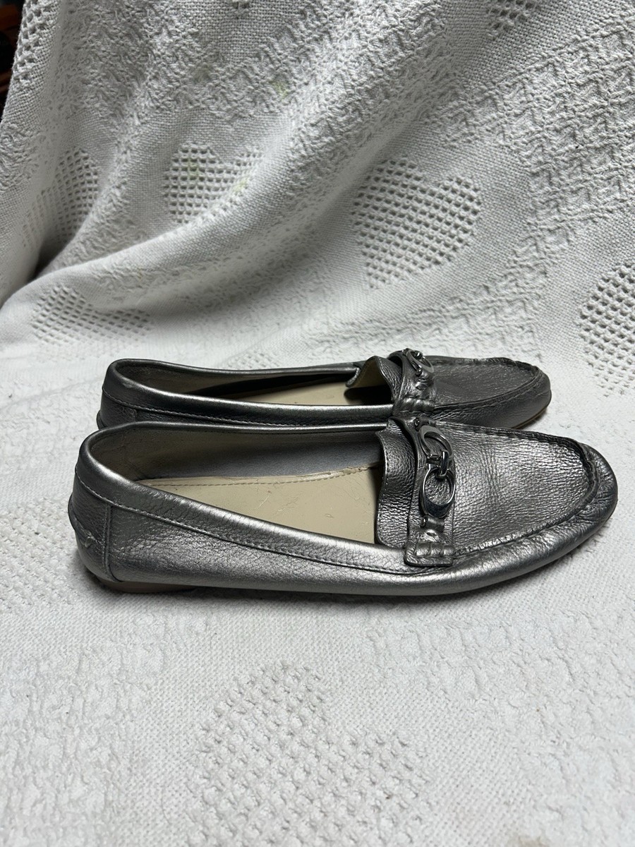 Coach Silver Loafers For Women COACH Fortunata Silver Pebble Grain