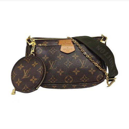 Louis Vuitton Multi Pochette Accessoires Brown Monogram Green Crossbody Bag Good