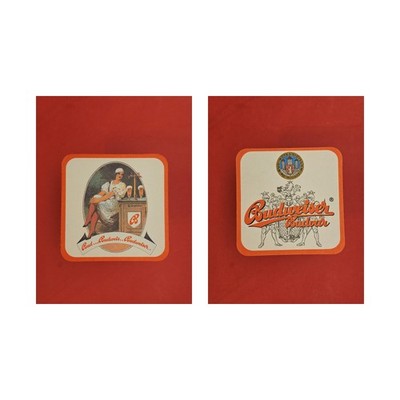 Budweiser Budvar Zapfhahn 2 Gläser Brauerei Bierdeckel Beermat
