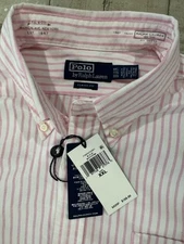 POLO Ralph Lauren Classic Oxford Shirt XXL Pink/White Stripe Button Down Long SL