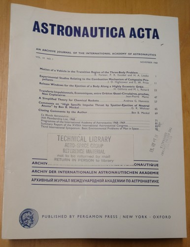 Astronautica Acta Volume 14 No. 1 2 3 4 5 6 Nov 1968 Feb Mar Apr Jun Oct 1969 - Picture 4 of 16