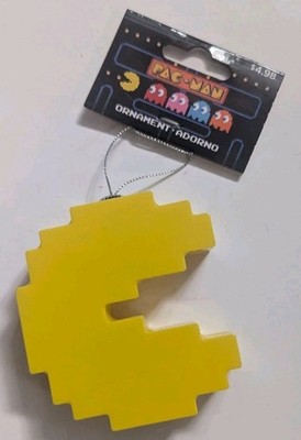 Pac-Man 8-Bit Yellow Christmas Ornament 2020s Retro Gamer Decor, New, Xmas
