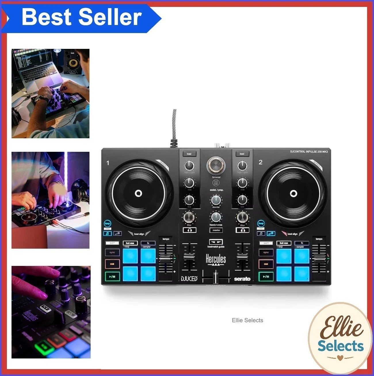 2 Deck Beginner DJ Controller Portable Beatmatch Guide Stem Separation