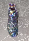 Iridescent Carnival Glass High Heel Shoe Figurine, Multicolor Purple Glass