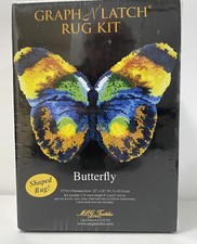 MCG Textiles Graph N Latch Rug Kit Butterfly Shaped 32  x 32  Blue Yellow Spring