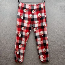Jammies Families Women Pajama Pants Check Santa Clause Elastic Waist Size L