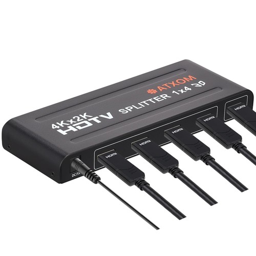 HDMI Splitter 1 in 4 Out - 1x4 HDMI Display Duplicate/Mirror - Powered Splitt...