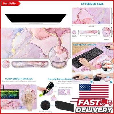 Ergonomic XXL Mouse Pad & Wrist Rest Set - Water-Resistant Gaming & Office Use