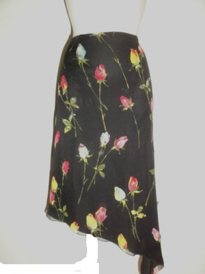 LUXURY FLORAL ROSES ESCADA Couture EVENING skirt 36/38 SILK wedding floral