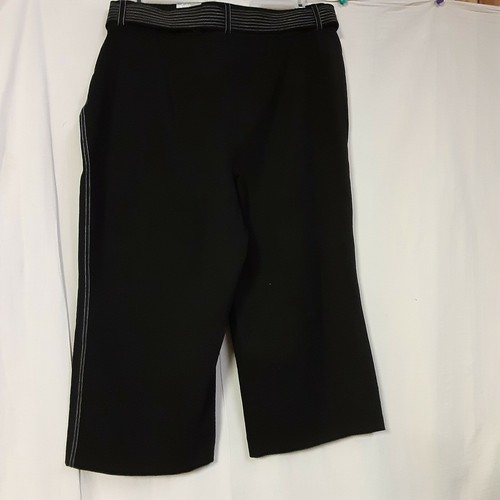 Alfani Womens Plus Wide Leg Cropped Culottes 18W Deep Black Belted - Picture 3 of 7