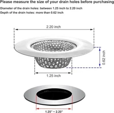 2 Pack Kitchen Sink Strainer, Stainless Steel Mesh Drainage Strainer, 5.5cmDrai