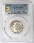 1934 D SILVER USA WASHINGTON QUARTER 25C HEAVY MOTTO COIN PCGS MS 64