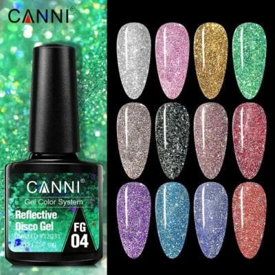 Reflective Disco Nail Gel Polish Glitter Flash Sparkle Bright CANNI® UV/LED New