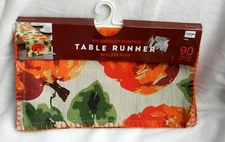 WATERCOLOR PUMPKIN TABLE RUNNER Thanksgiving, Halloween 14" x 90" 100% Cotton 