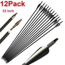 12Pcs 32 Inch Carbon Arrows Spine 500 OD 7.8mm Archery For Compound/Recurve Bow