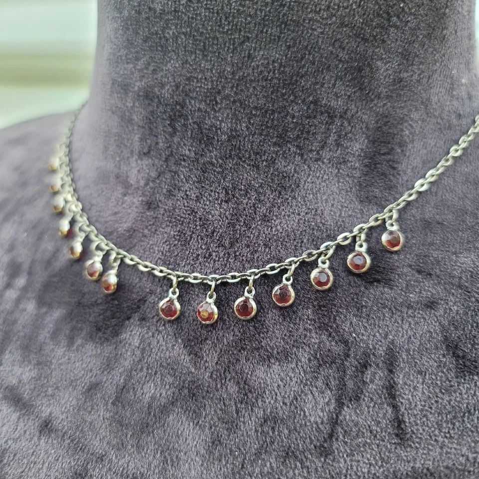 Collar de cadena ROBERT ROSE colgante de piedras rojas  Foto 3 de 4