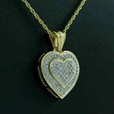 2Ct Round Cut VVS1 Diamond Cluster Heart Pendant 14k Yellow Gold Over Free Chain