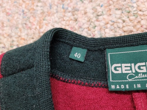 Geiger Sweater Womens 40 Red Cardigan Button Down Casual Pure Wool Laine - Picture 9 of 17