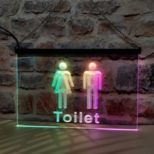 Toilet Restroom Washroom LED Neon Light Sign Featuring Colorful Flowing Effect