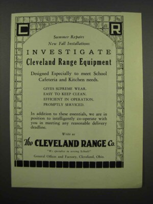 1929 The Cleveland Range Co. Ad - Investigate