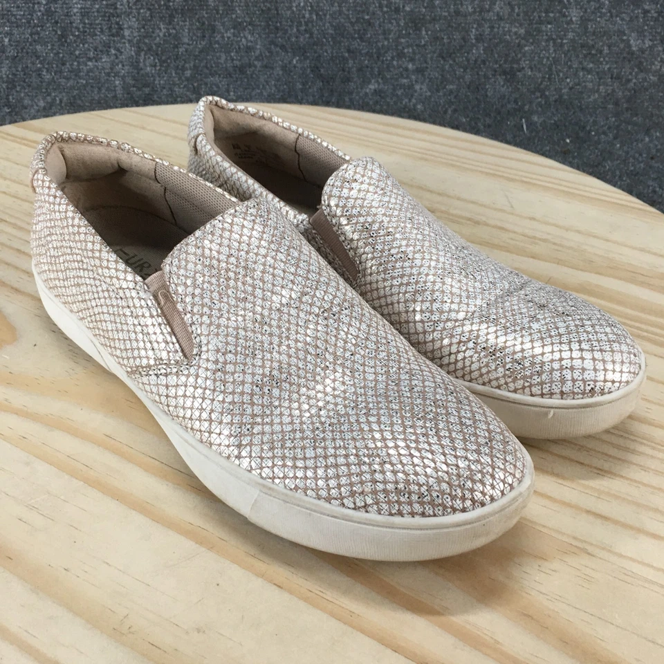 Naturalizer Zapatos Mujer 8 M Ava 3 Informales Metálicos Sin Cordones Mocasines Cuero Beige Foto 3 de 4