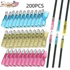 200PCS Heat Shrink Bullet Connectors Automotive Female & Male Connectors Bull...