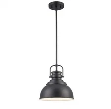 Home Decorators Collection Shelston 10 in. 1-Light Black Hanging Kitchen Light