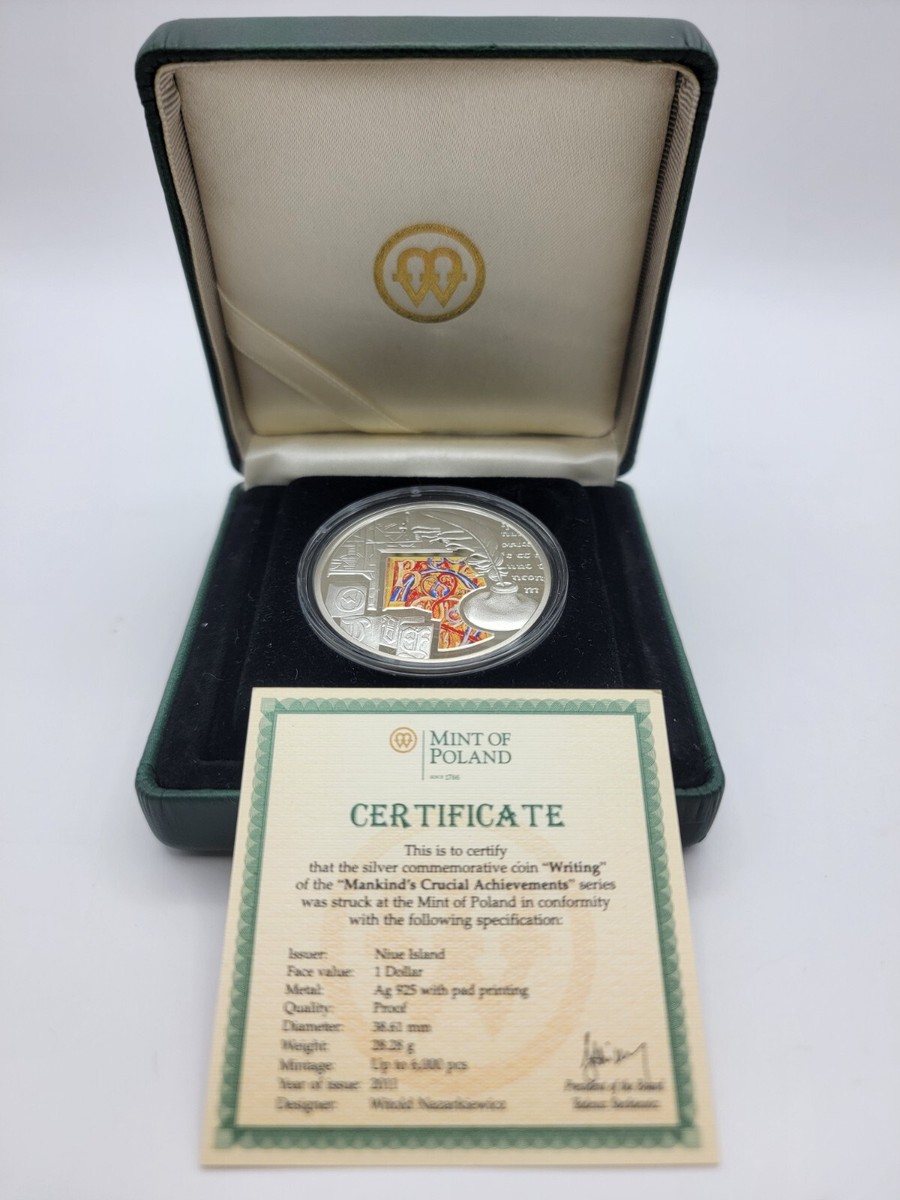 Niue Mankind&rsquo;s Crucial Achievements Writing Silver Coin in 