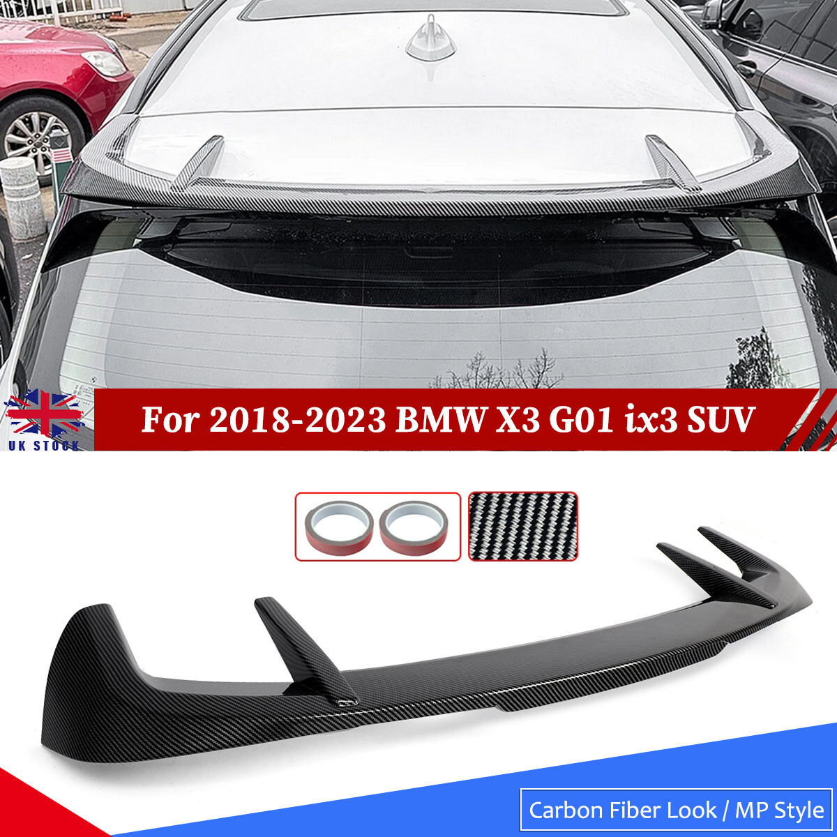 For 2018-2023 BMW X3 G01 M Performance Style Rear Roof Spoiler Carbon Fiber ABS